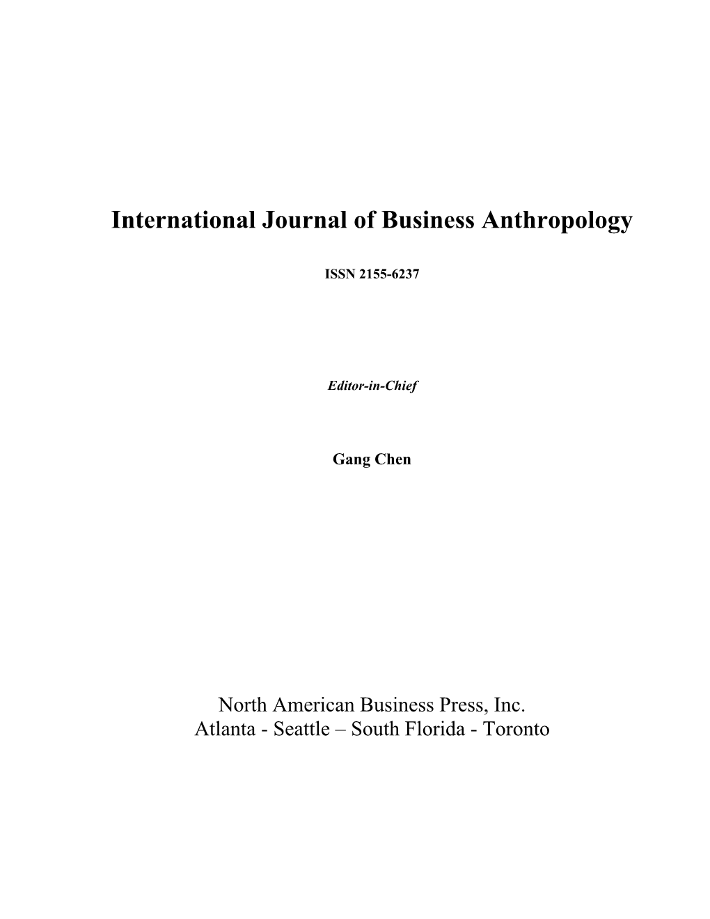 International Journal of Business Anthropology