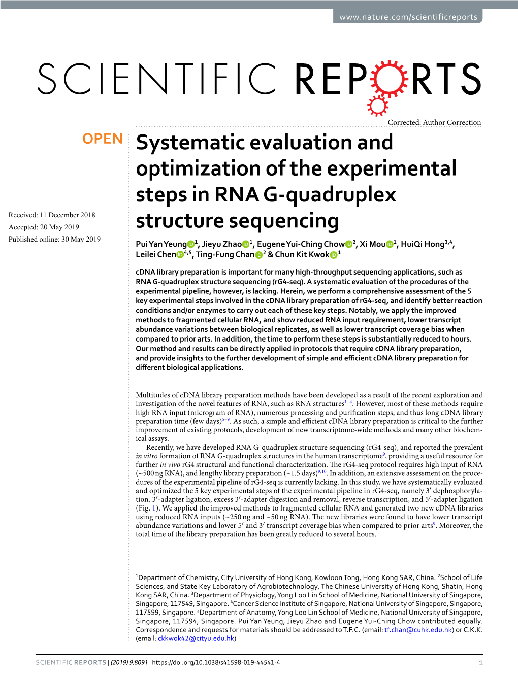 Systematic Evaluation and Optimization of the Experimental