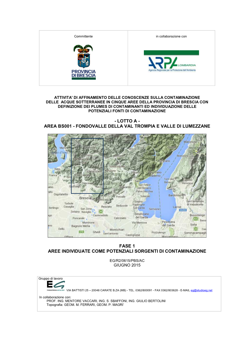 Fondovalle Della Val Trompia E Valle Di Lumezzane Fase 1 - Aree Individuate Come Potenziali Sorgenti Di Contaminazione