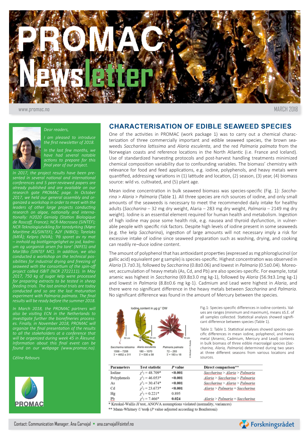 Characterisation of Edible Seaweed Species