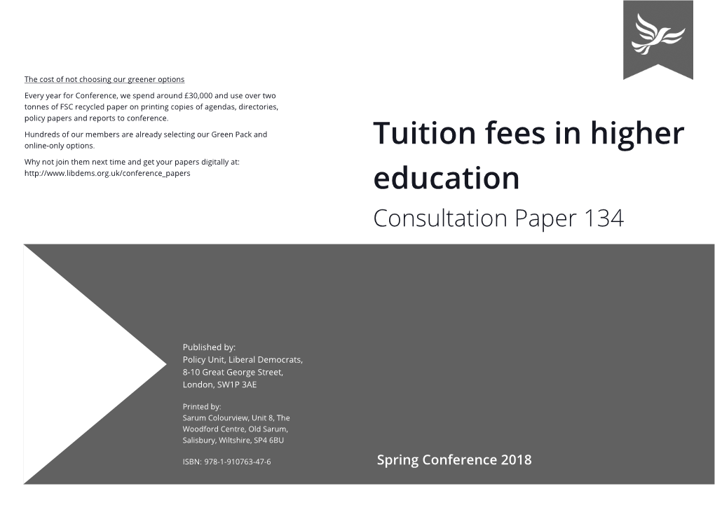 Tuition Fees in Higher Education