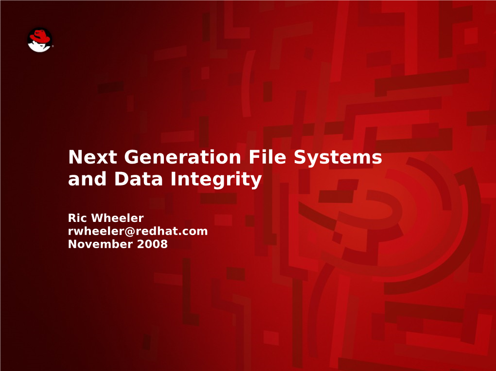 Next Generation File Systems and Data Integrity