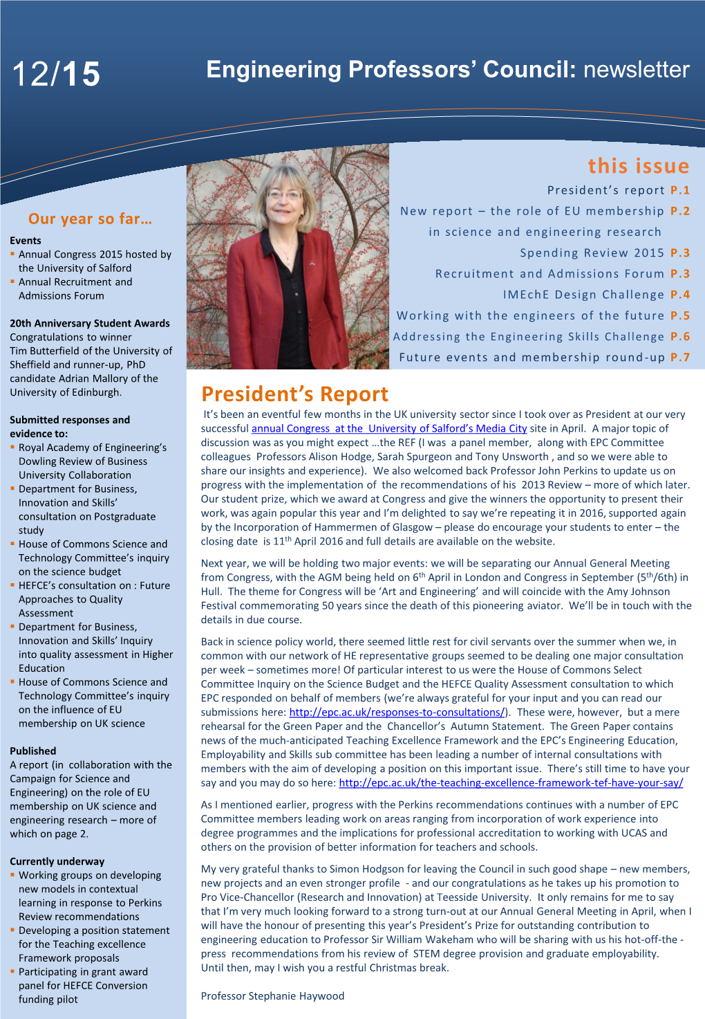 Newsletter President's Report This