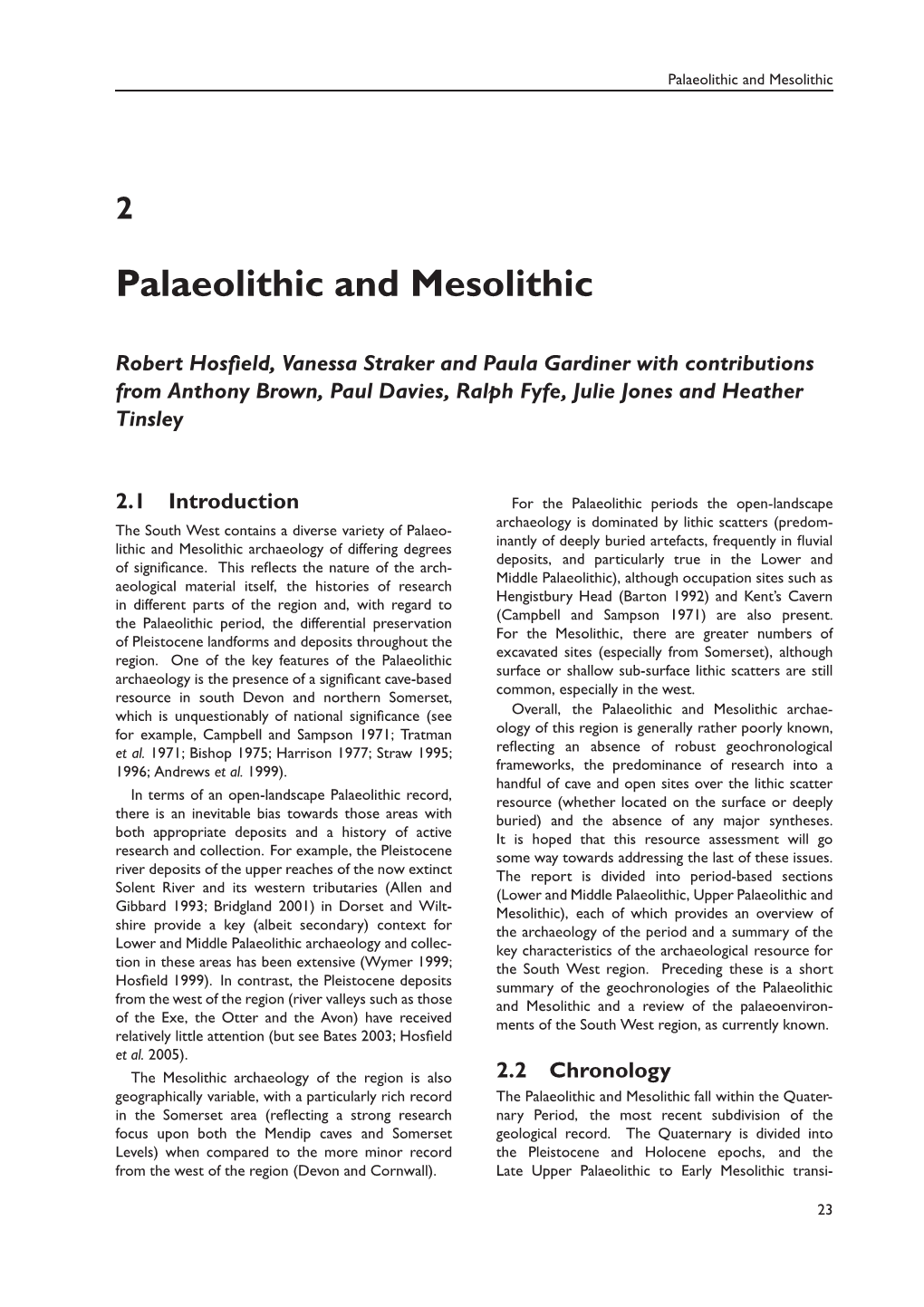 Palaeolithic and Mesolithic