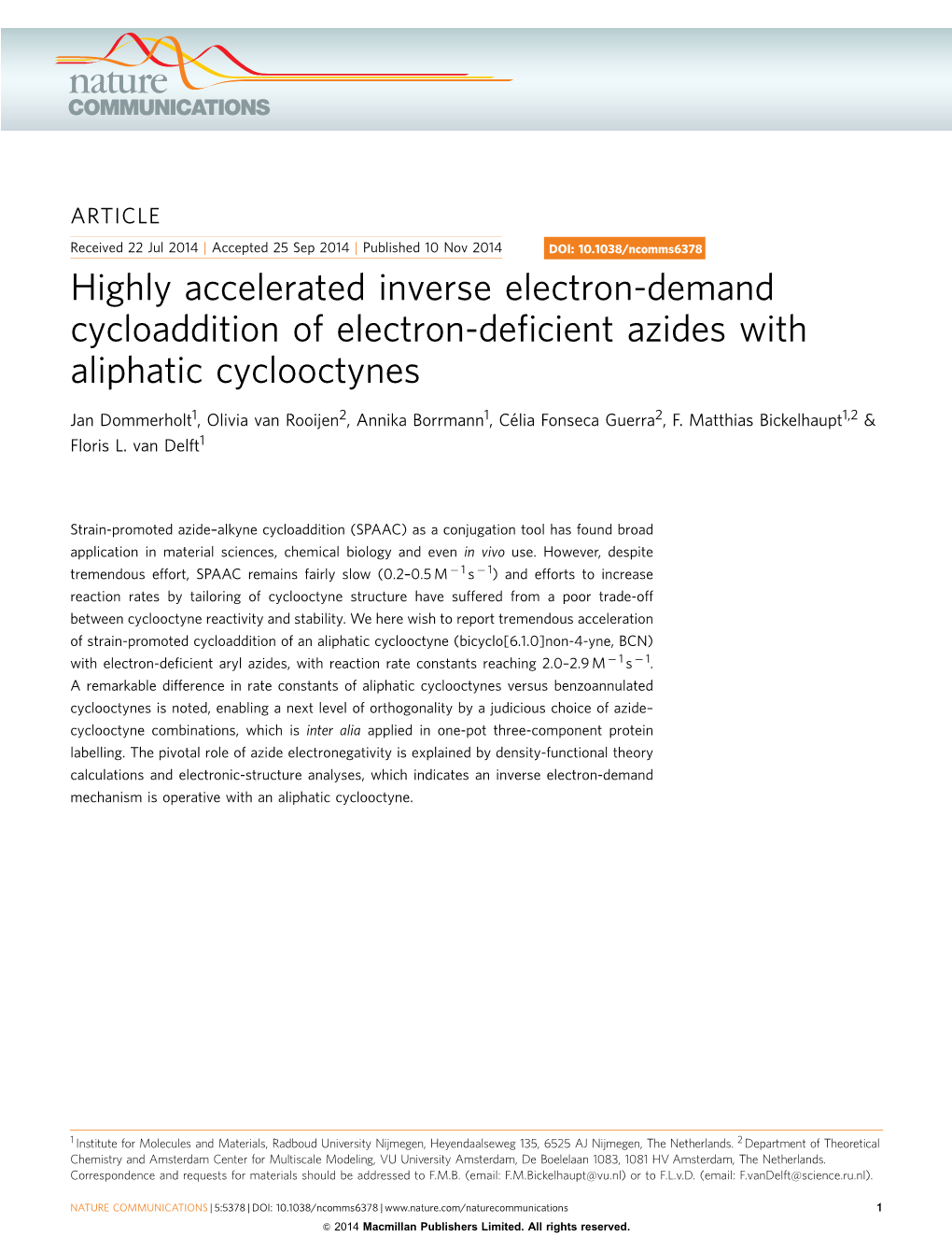 Highly Accelerated Inverse Electron-Demand Cycloaddition of Electron-Deficient Azides with Aliphatic Cyclooctynes