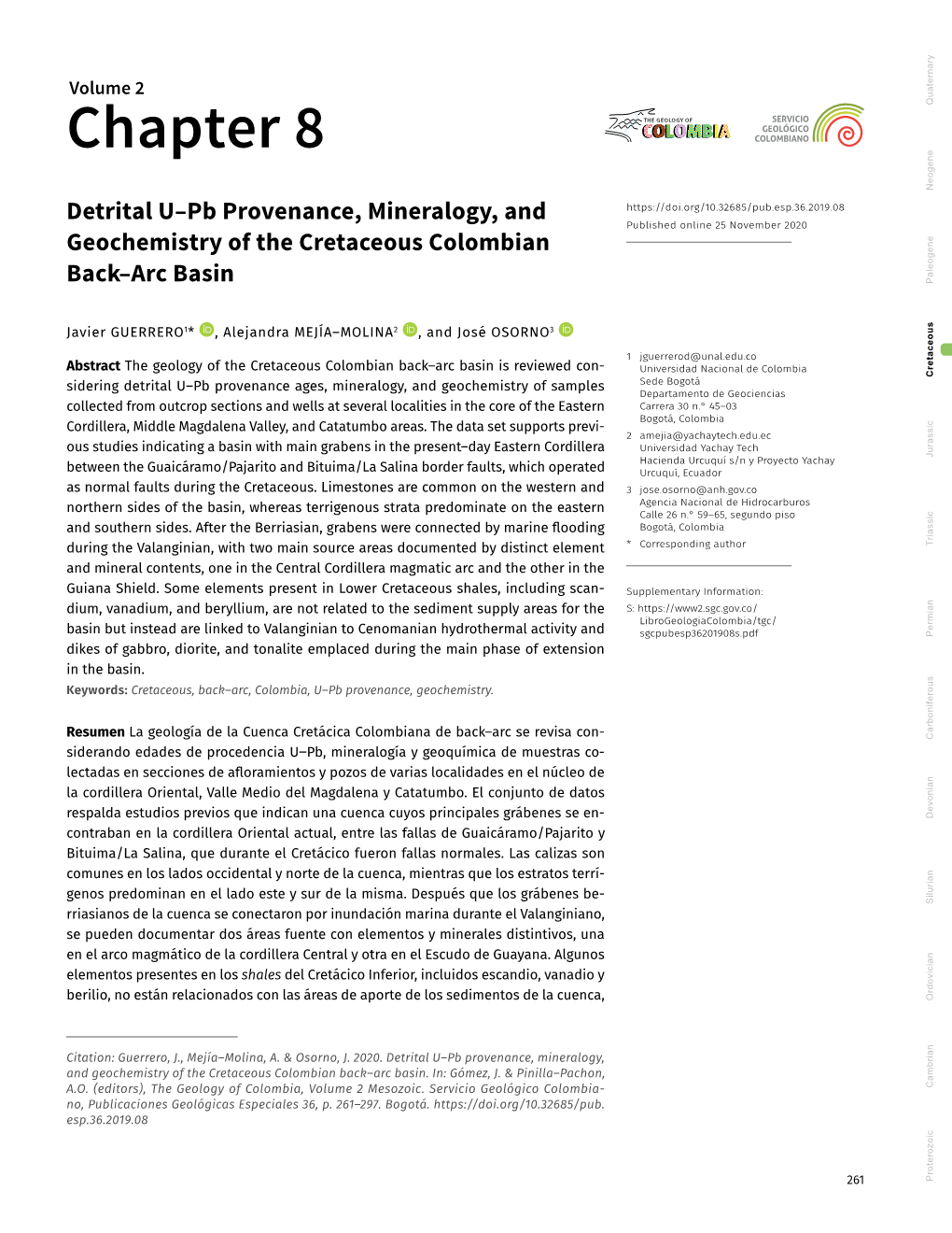 Detrital U–Pb Provenance, Mineralogy, and Geochemistry of the Cretaceous Colombian Back–Arc Basin