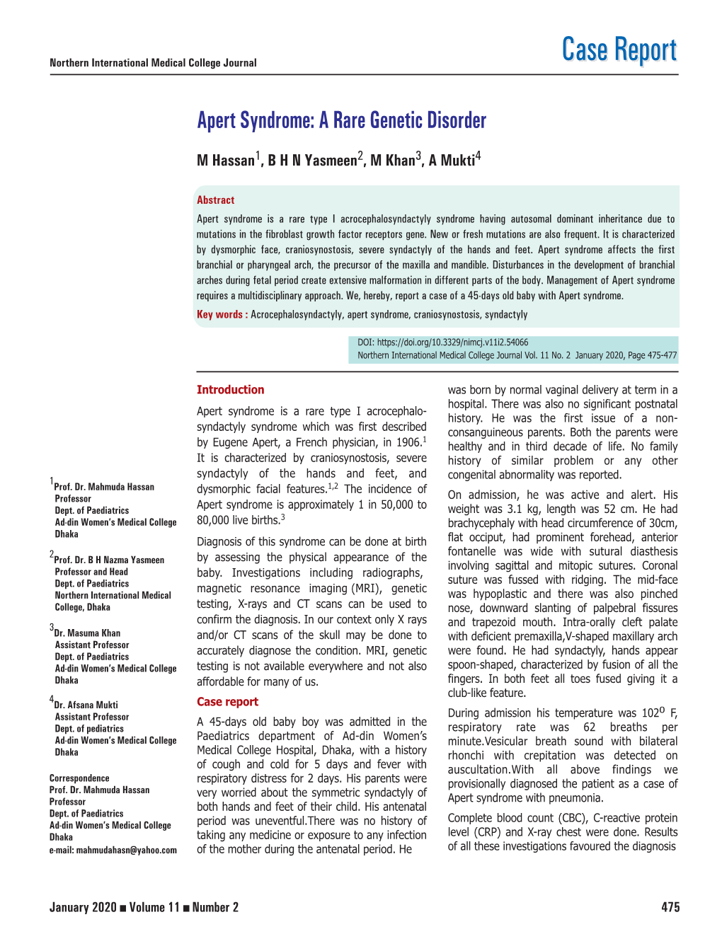 Case Report Northern International Medical College Journal