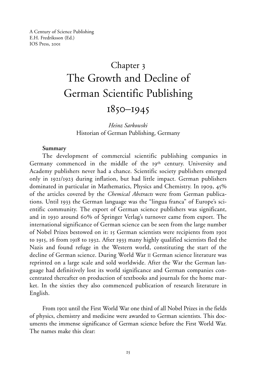 The Growth and Decline of German Scientific Publishing 1850–1945