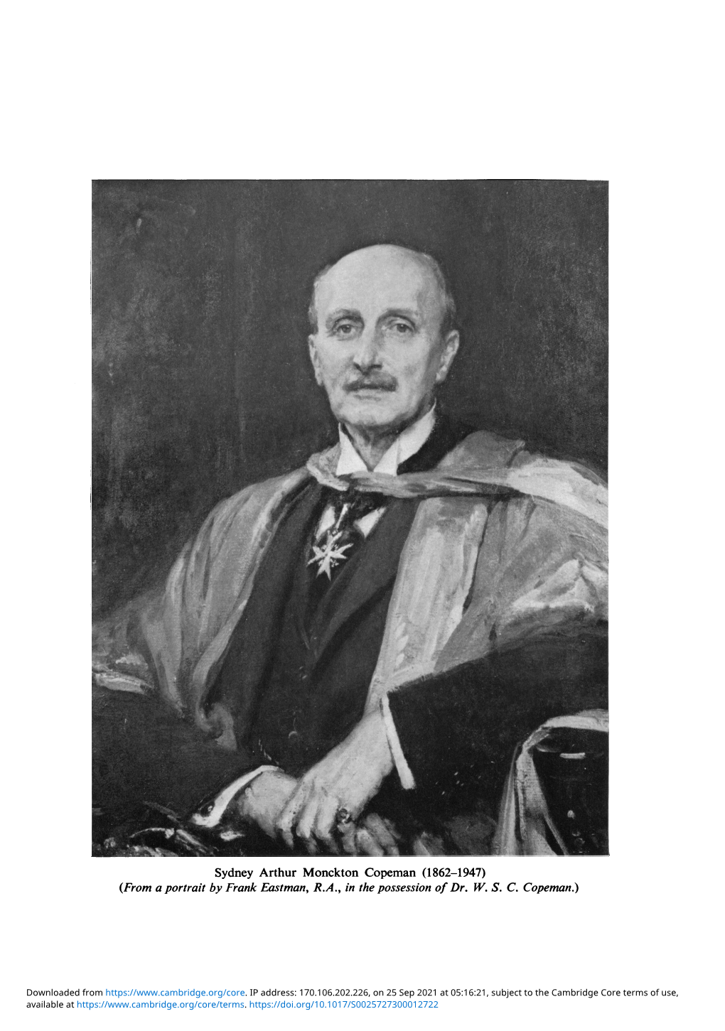 Sydney Arthur Monckton Copeman (1862-1947) (From a Portrait by Frank Eastman, R.A., in the Possession of Dr