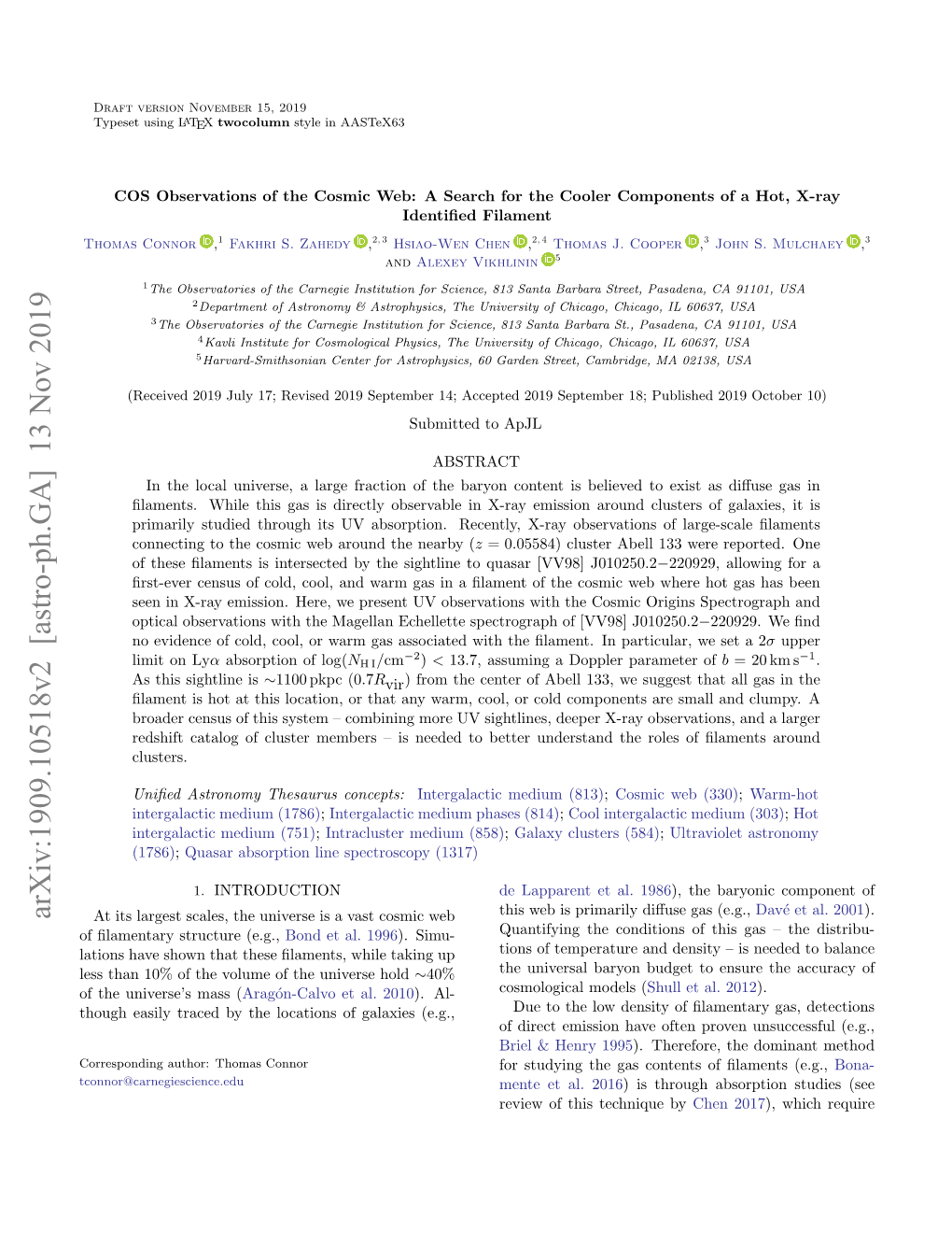 COS Observations of the Cosmic Web: a Search for the Cooler Components of a Hot, X-Ray Identified Filament