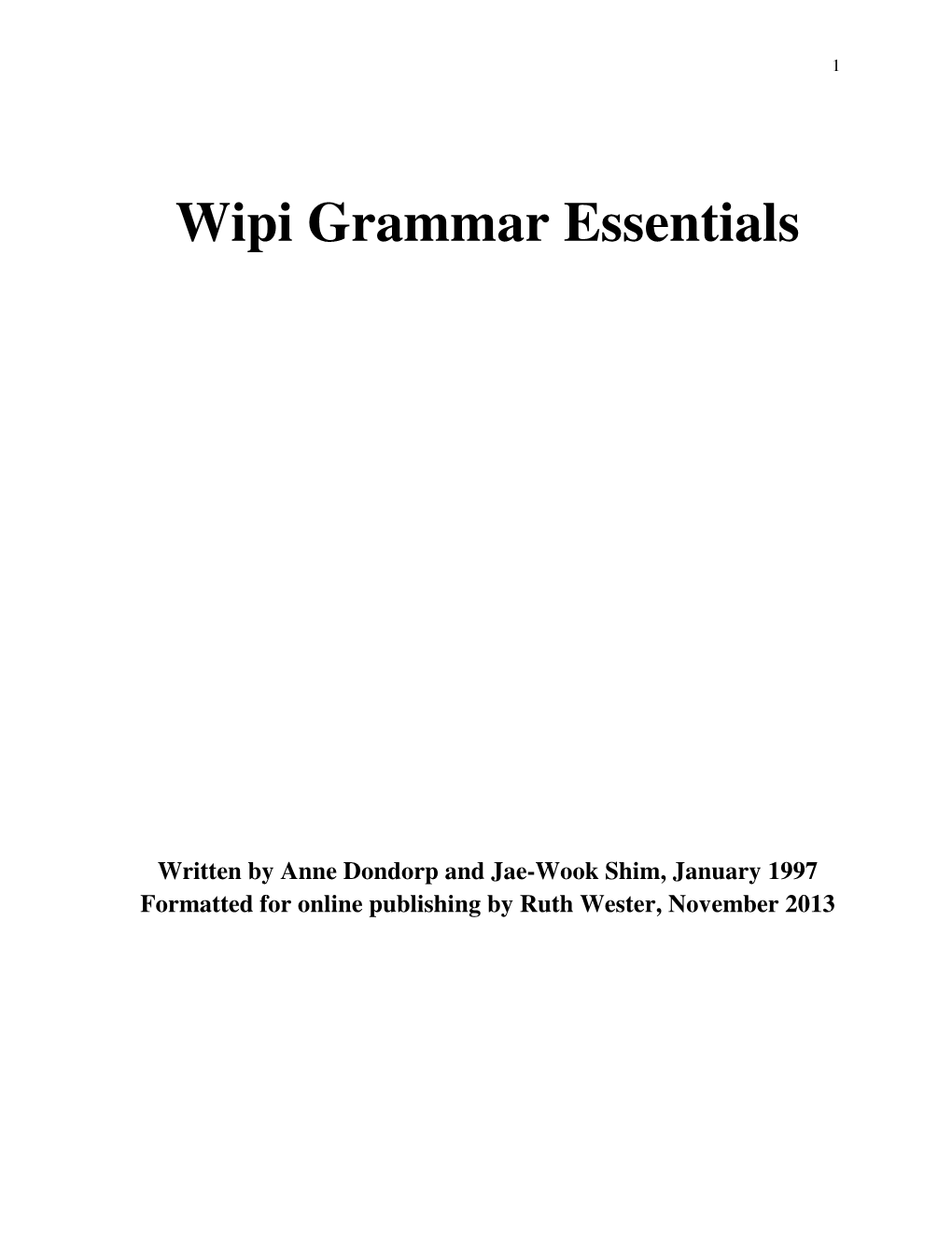 Wipi Grammar Essentials