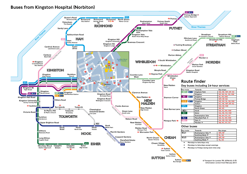Buses from Kingston Hospital (Norbiton)