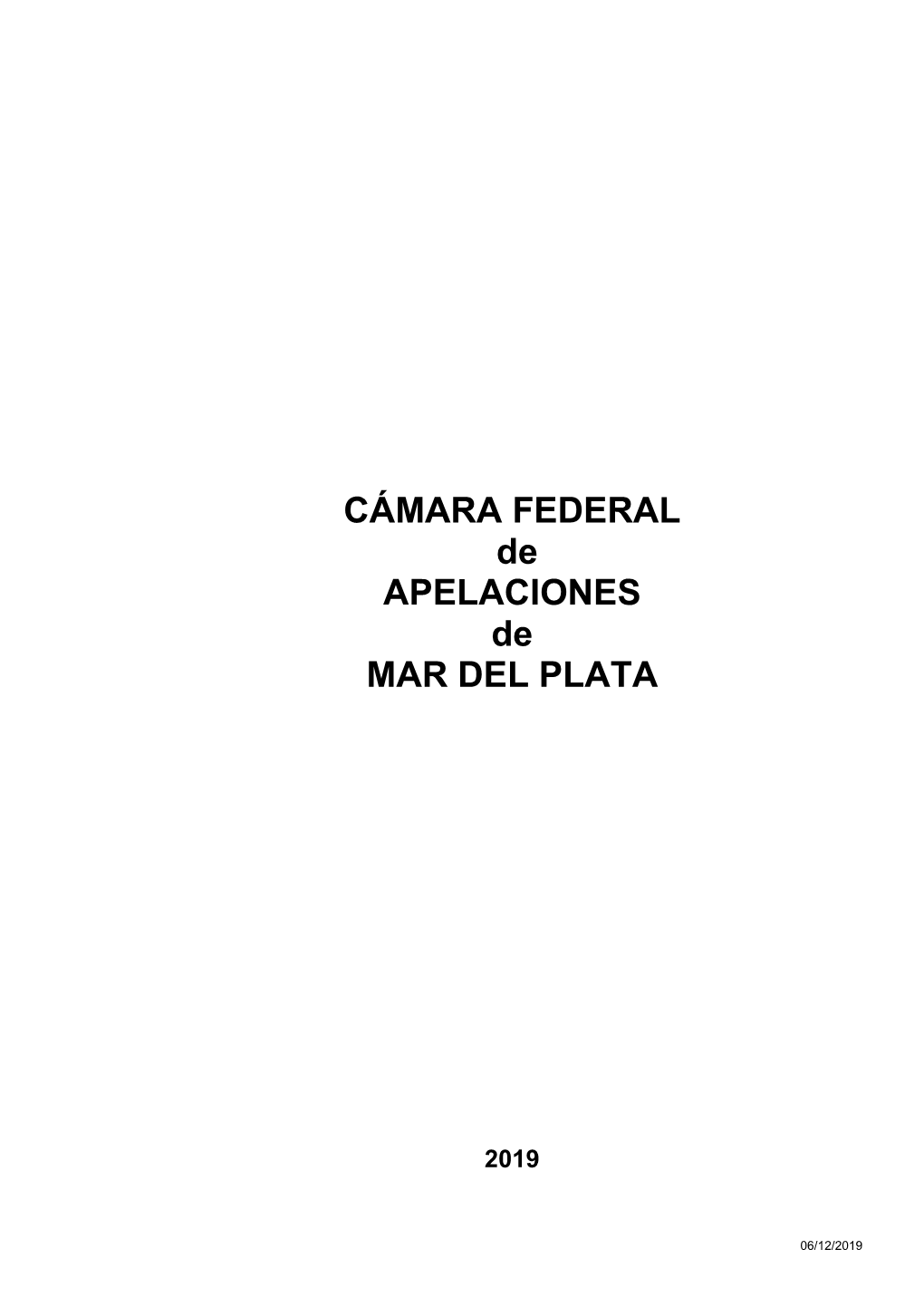 CÁMARA FEDERAL De APELACIONES De MAR DEL PLATA