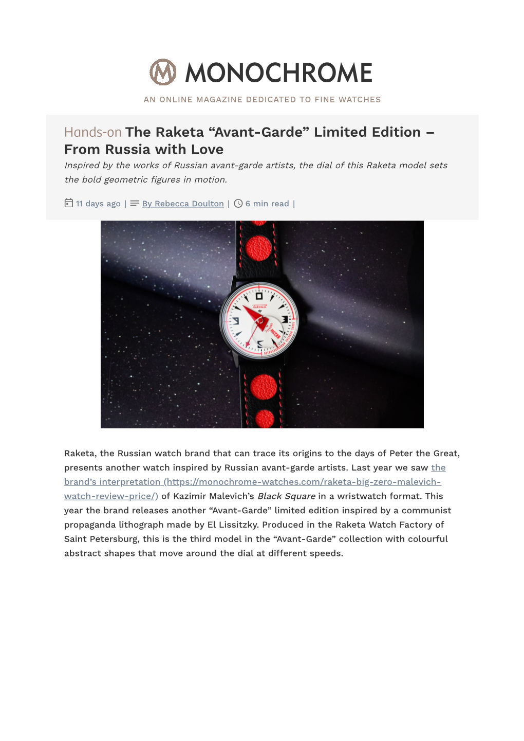 Hands-On the Raketa “Avant-Garde” Limited Edition – from Russia With