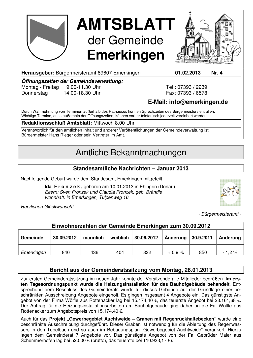 AMTSBLATT Der Gemeinde Emerkingen