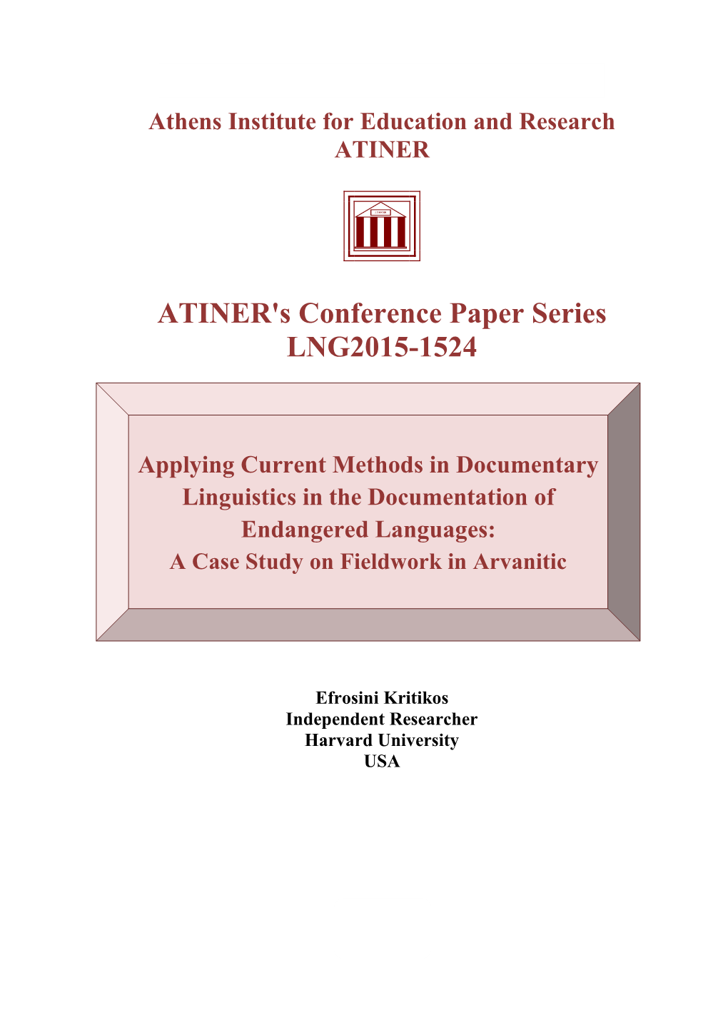 ATINER's Conference Paper Series LNG2015-1524