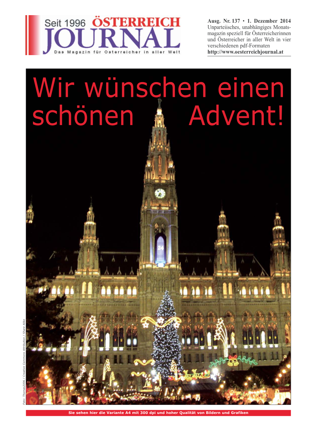 Wir Wünschen Einen Schönen Advent! Foto: Thomas2006 / Creative Commons Attribution Share Alike