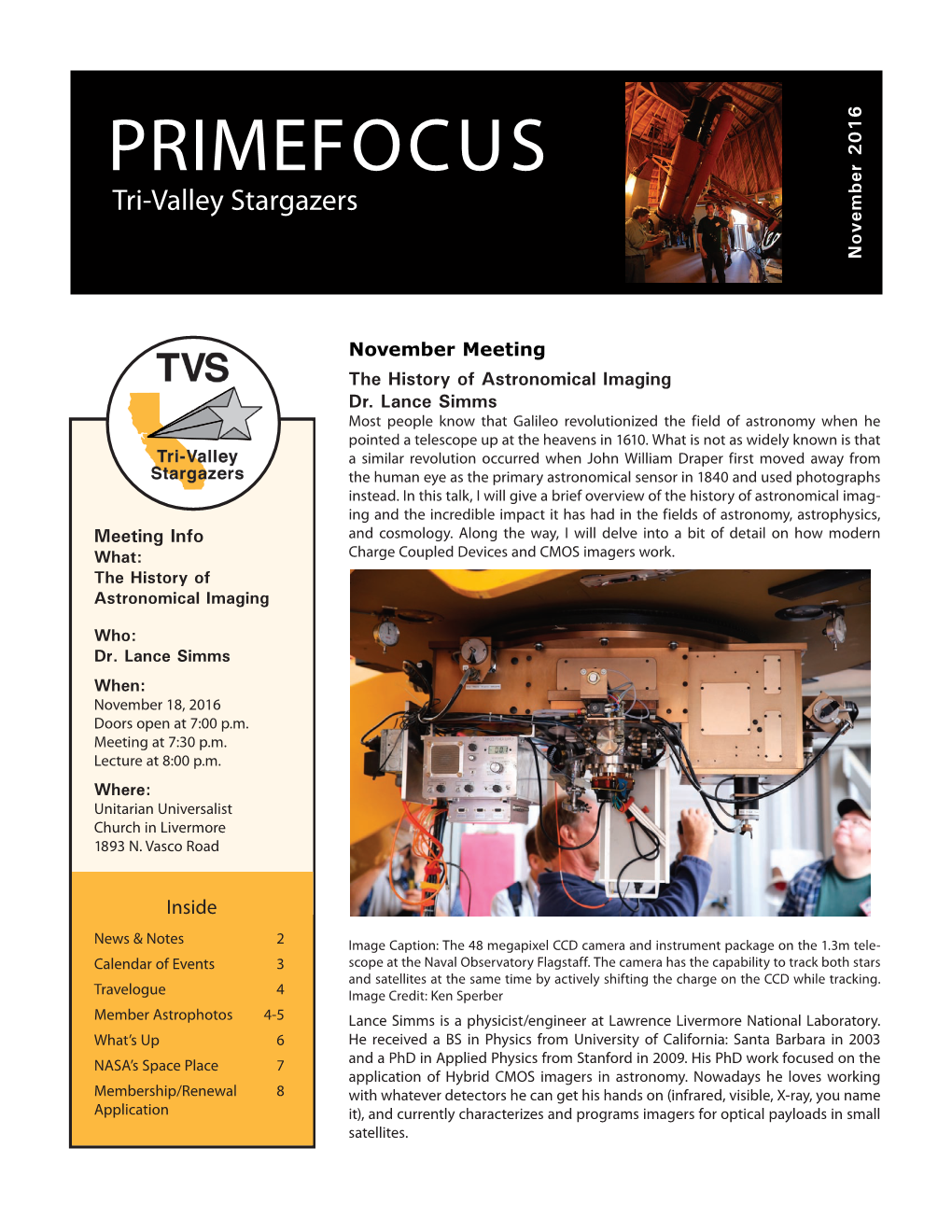 Primefocus Tri-Valley Stargazers November 2016