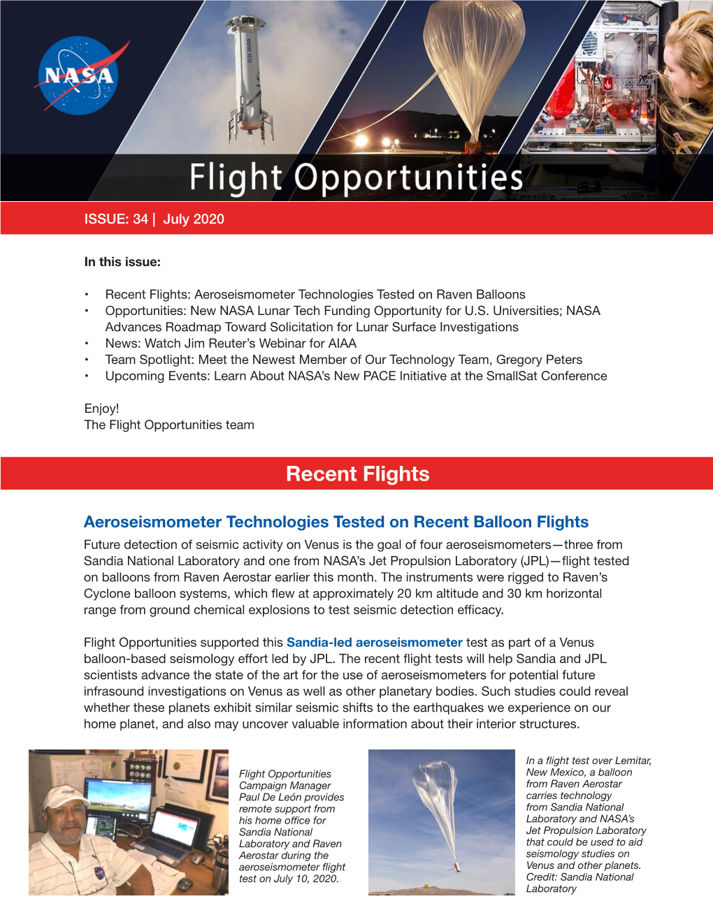 Flight Opportunities Newsletter July 2020