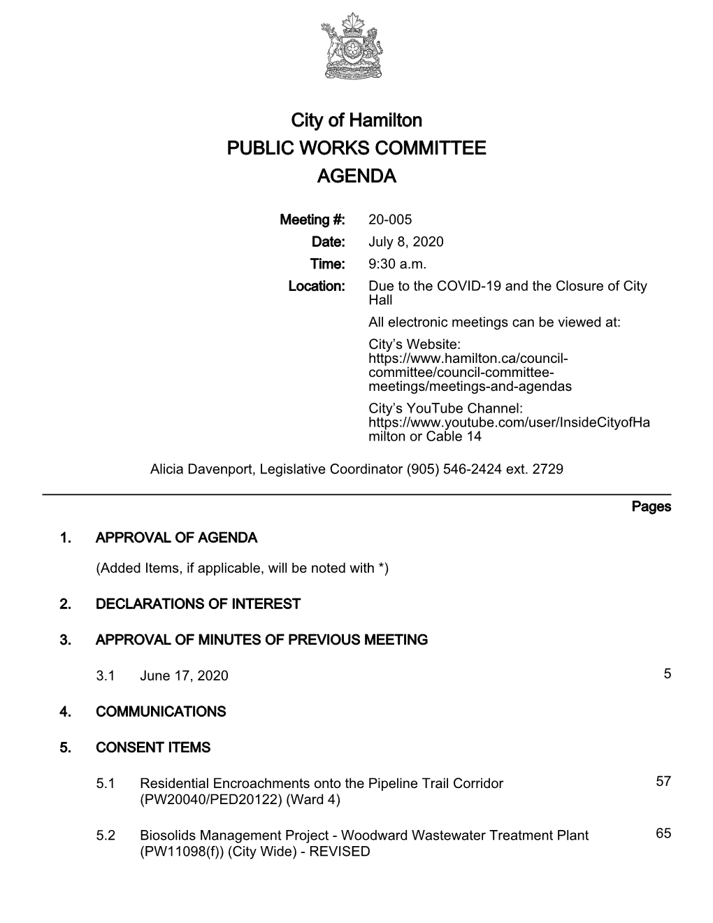 Public Works Committee Agenda Package