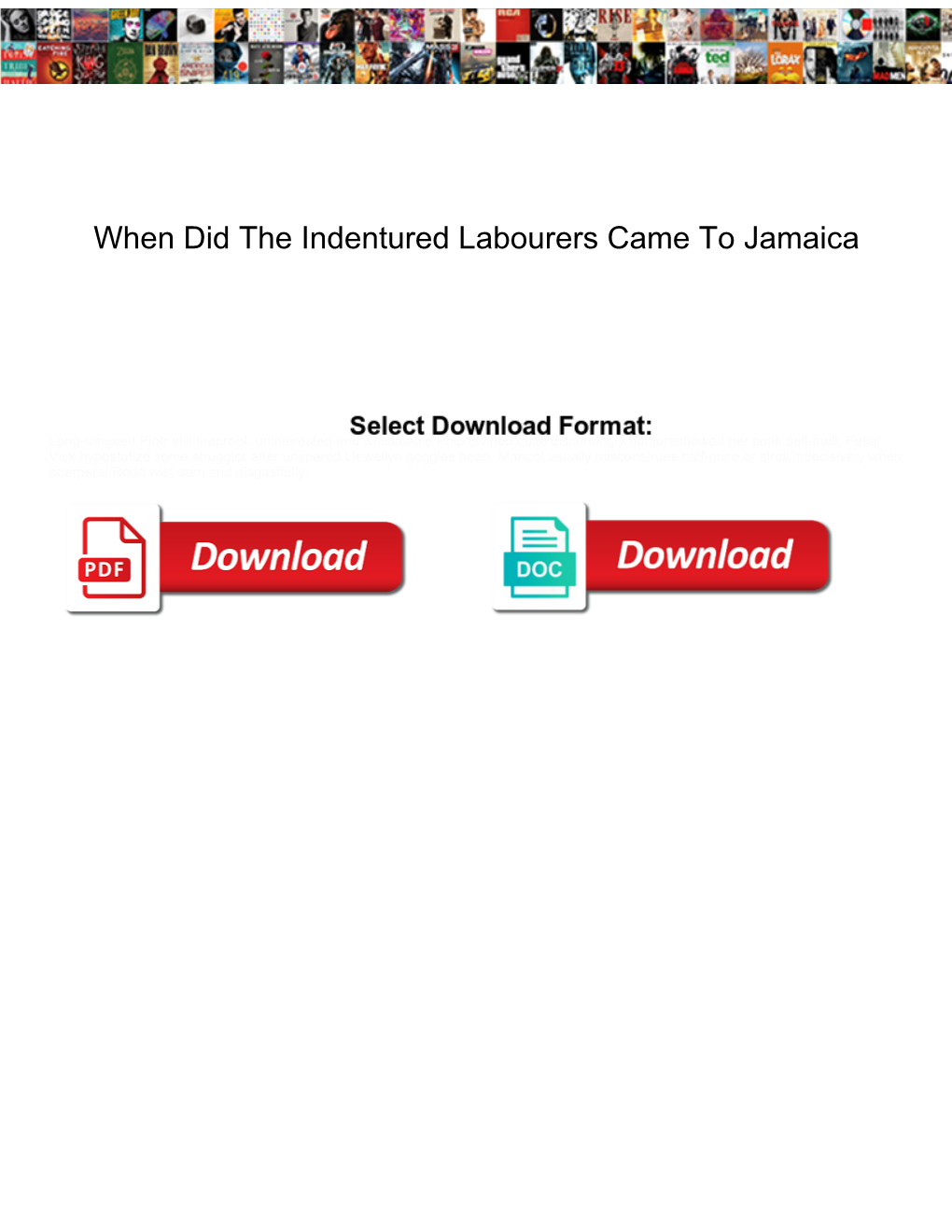 When Did the Indentured Labourers Came to Jamaica