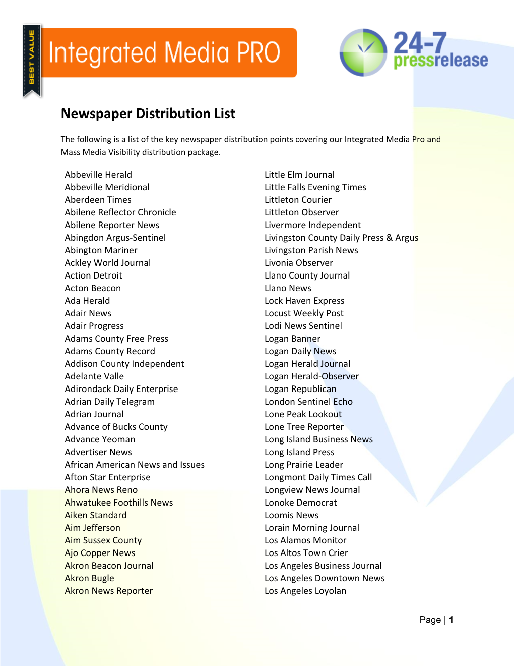 Newspaper Distribution List