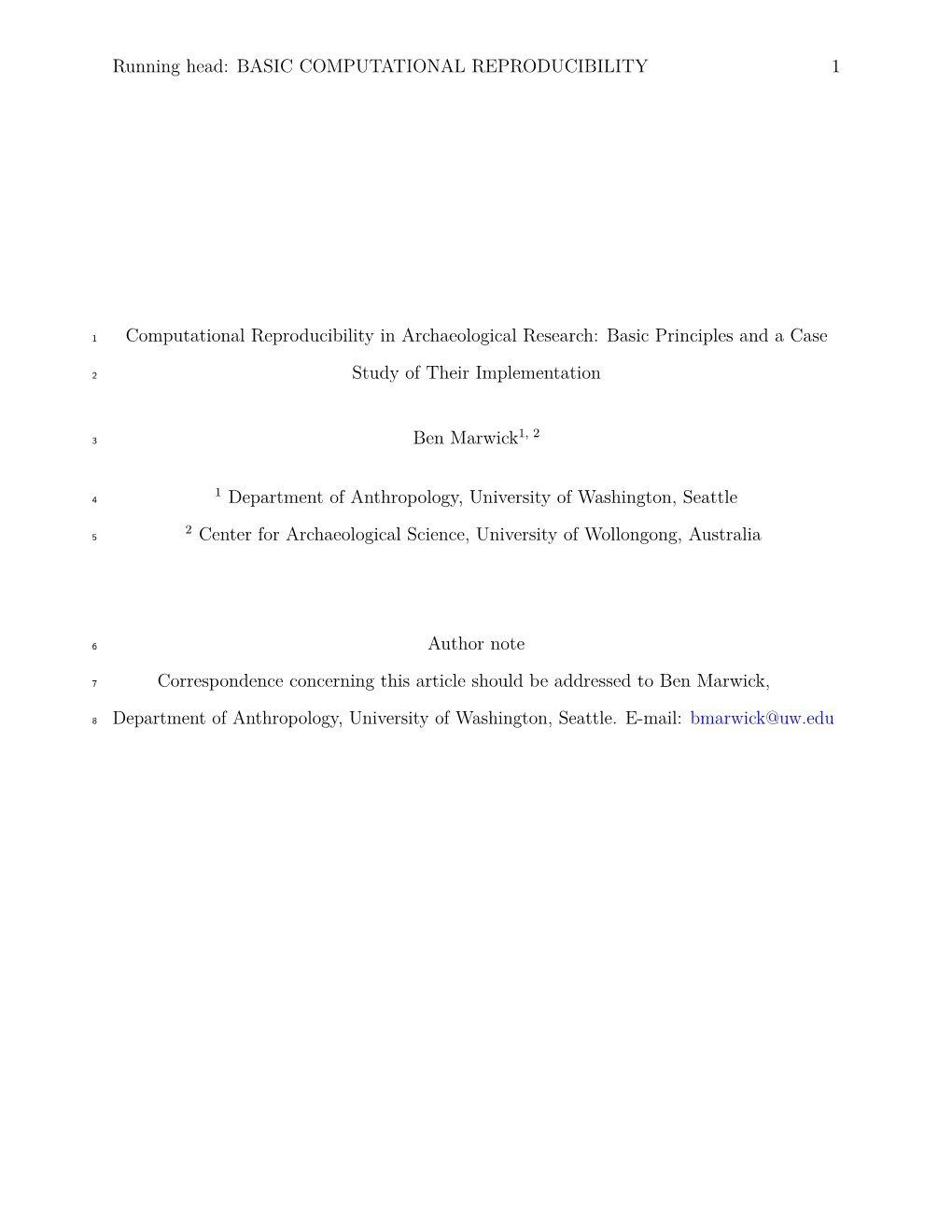 Computational Reproducibility in Archaeological Research: Basic Principles and a Case