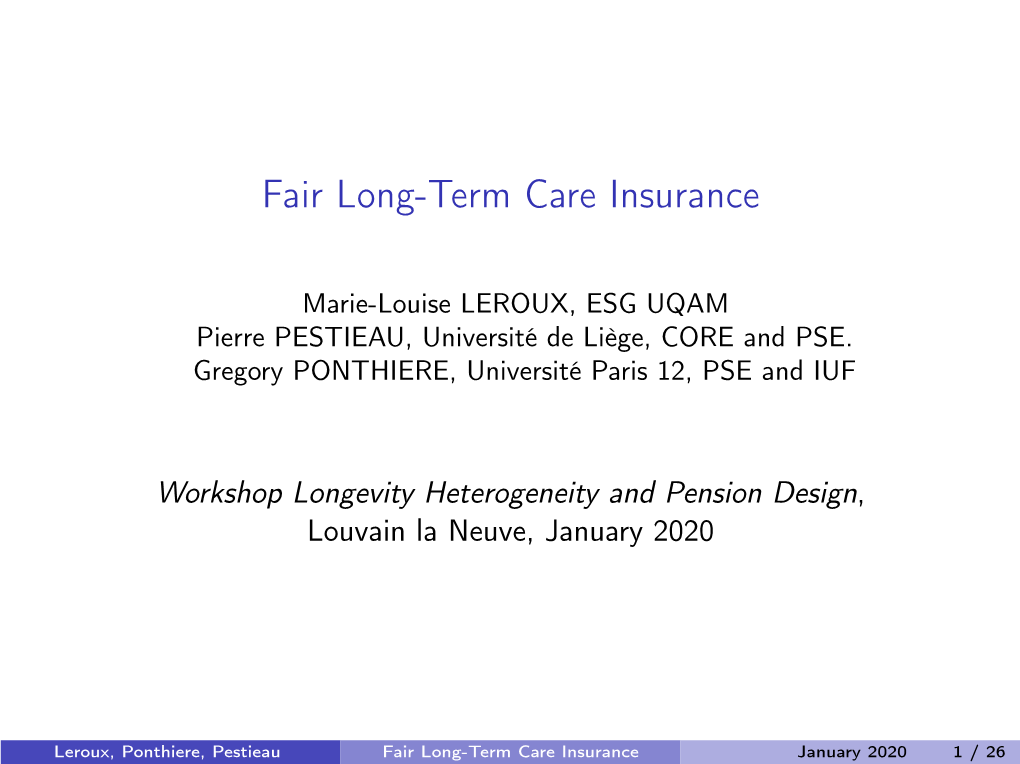 Fair Long-Term Care Insurance