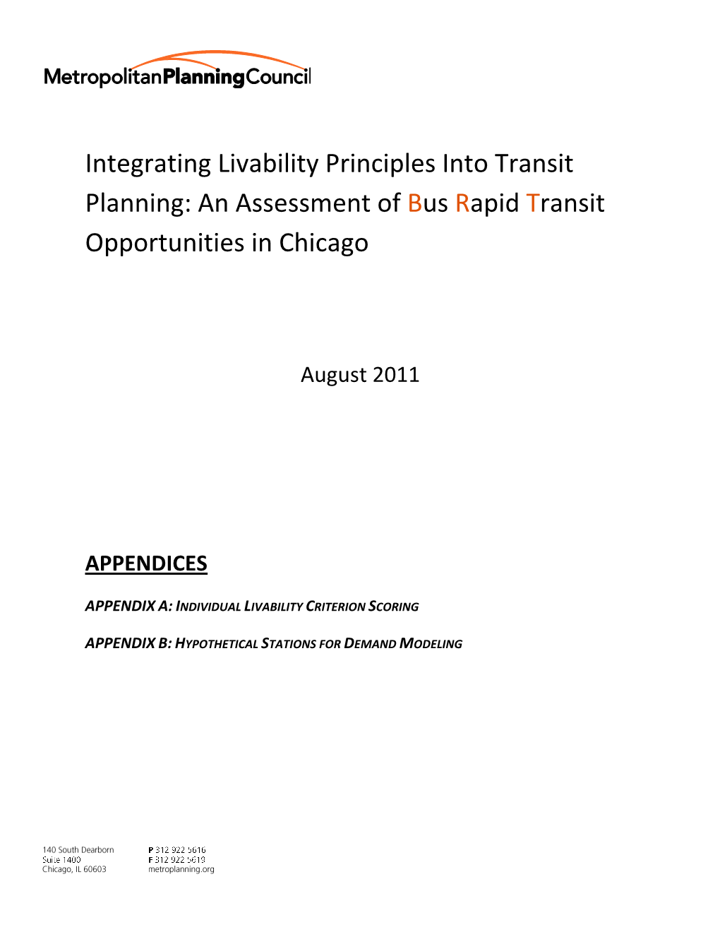 BRT Public Report Appendix