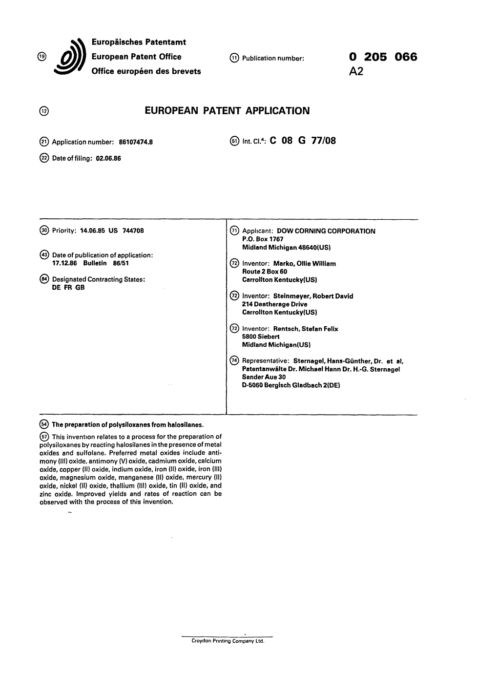 The Preparation of Polysiloxanes from Halosilanes