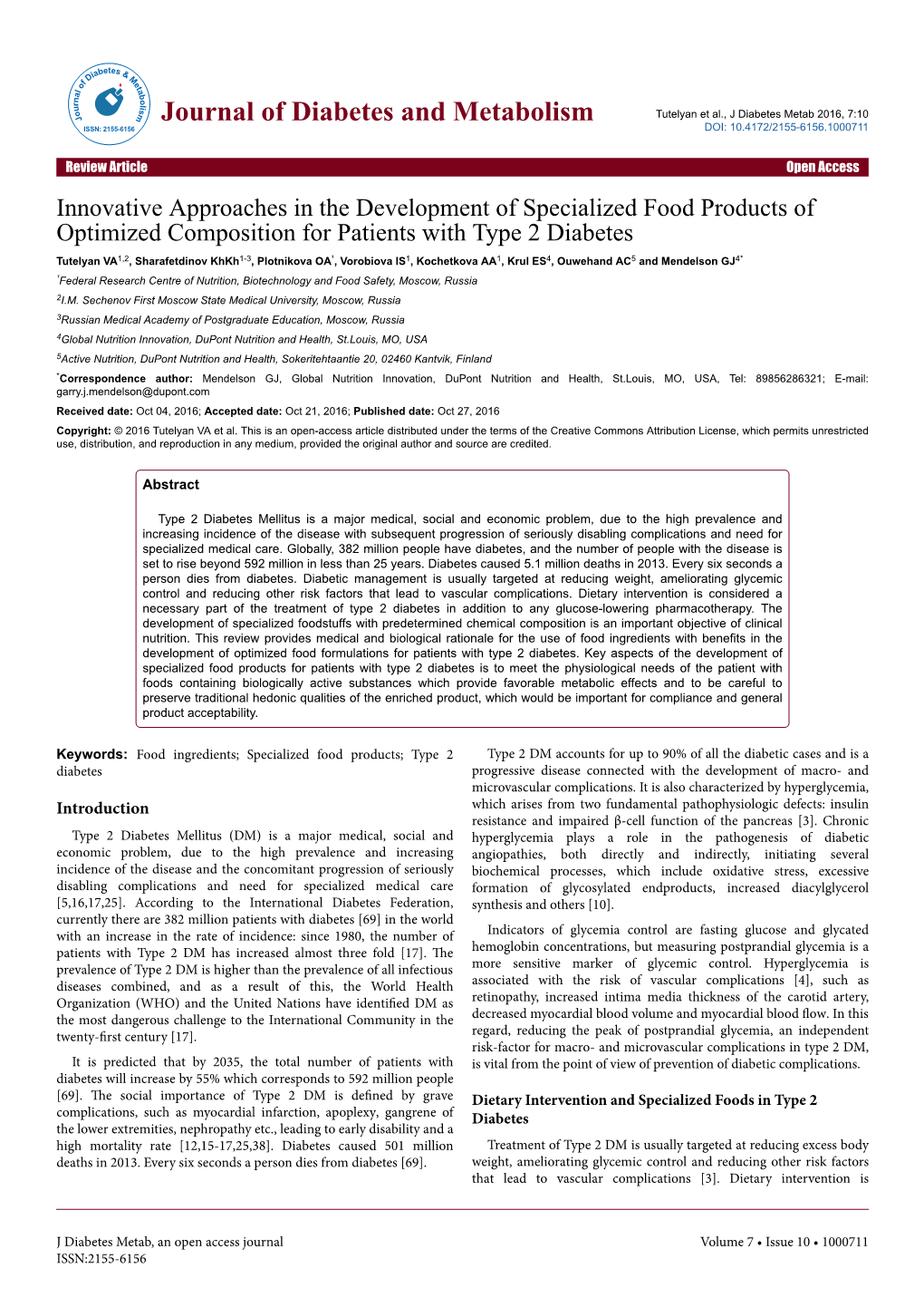 Innovative Approaches in the Development of Specialized Food