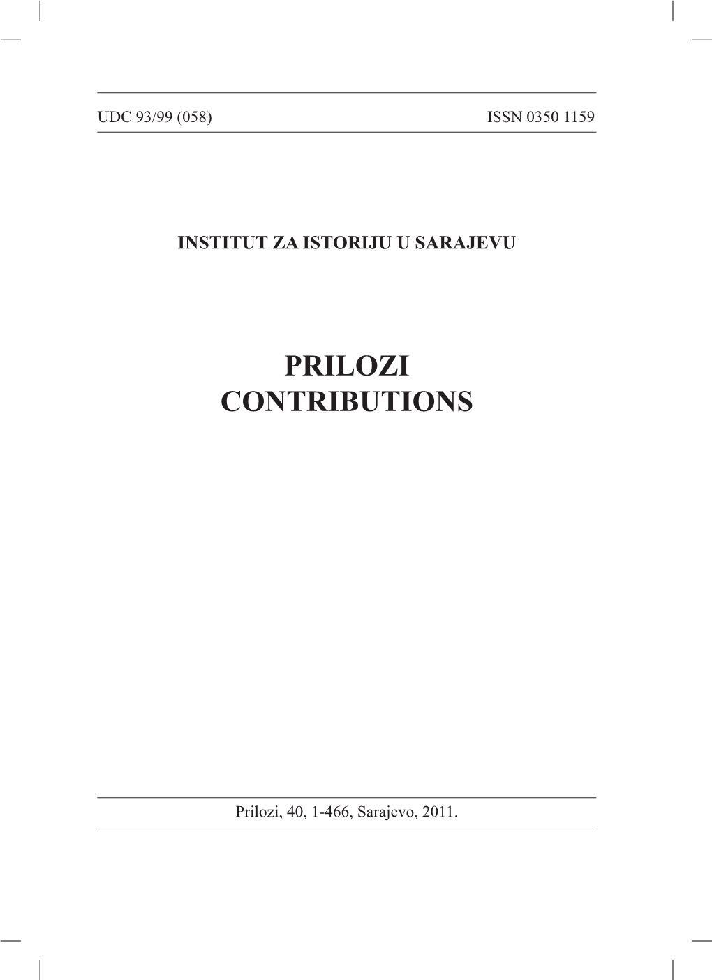 Prilozi Contributions