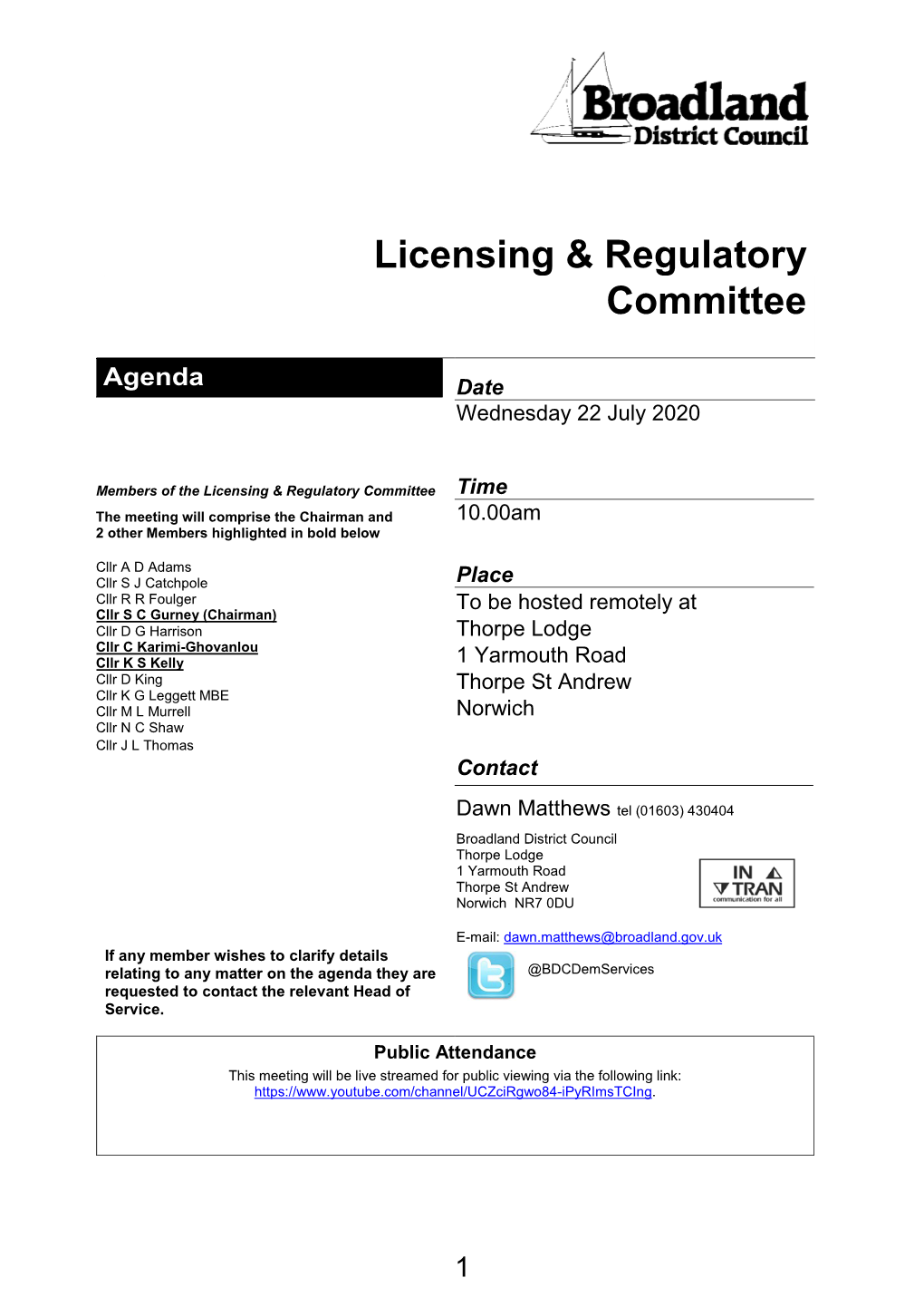 Licensing and Regulatory Committee