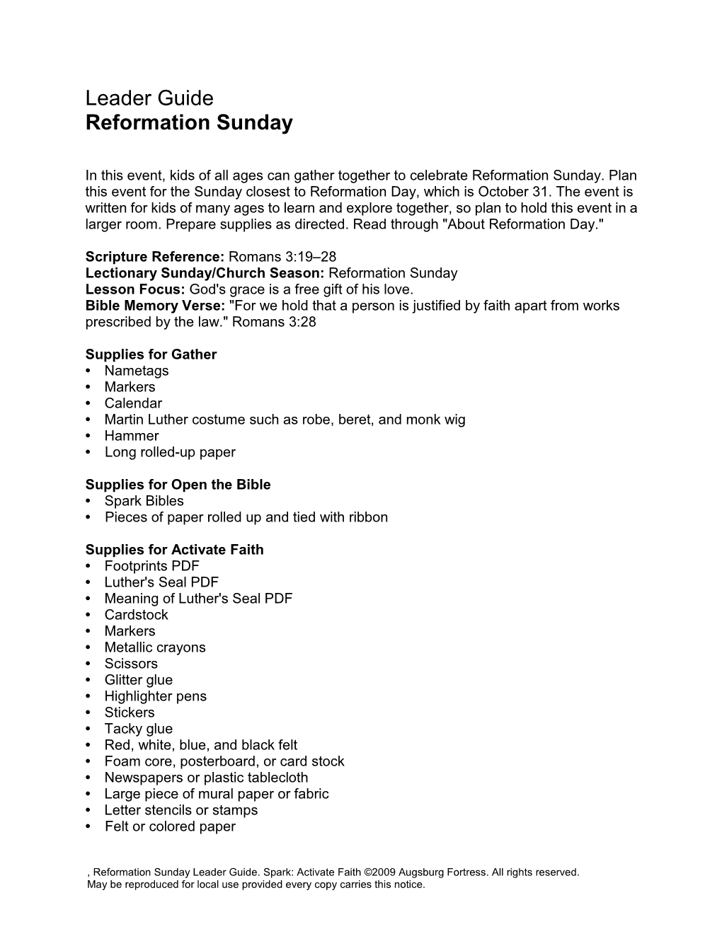 Reformation Sunday