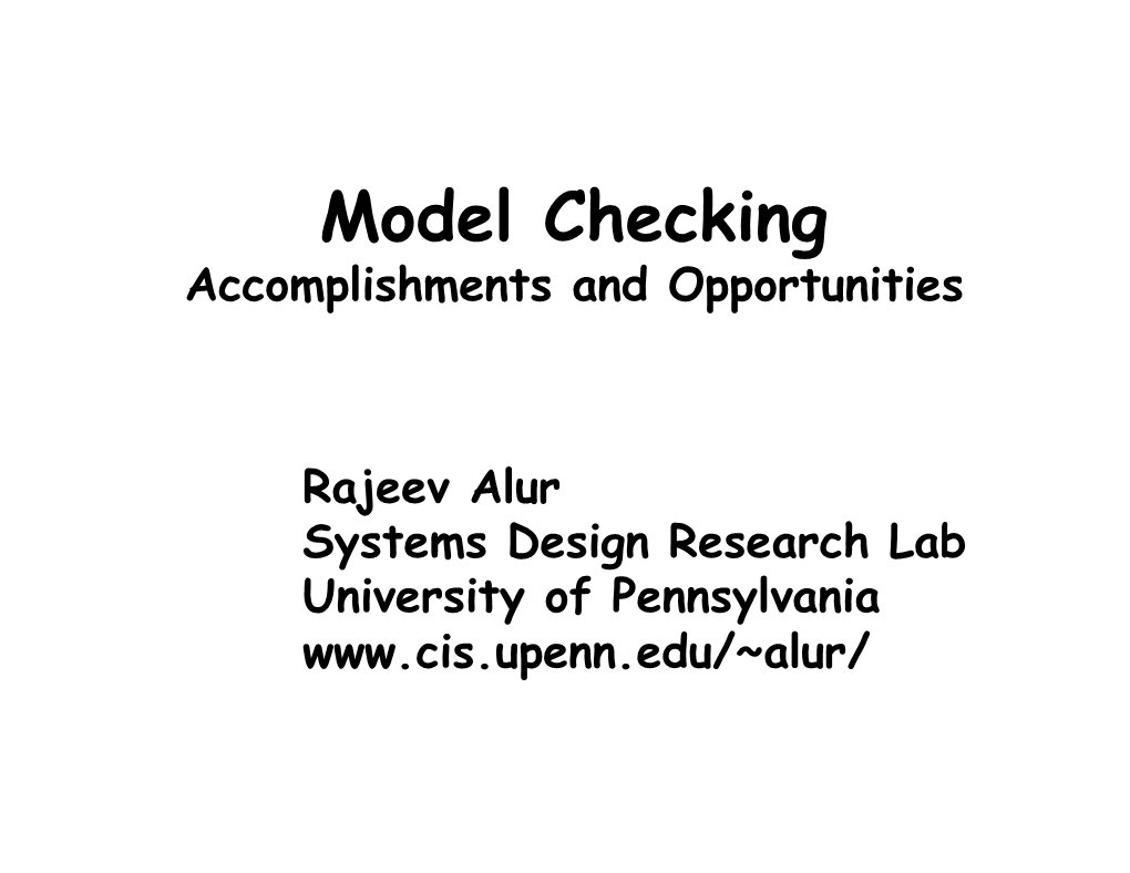 Model Checking Accomplishments and Opportunities