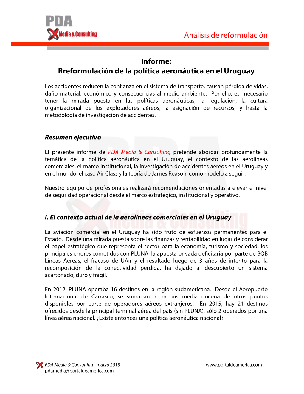 Rreformulación De La Política Aeronáutica En El Uruguay