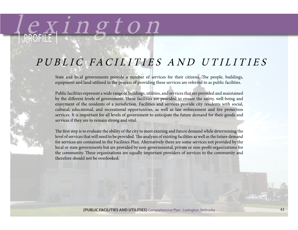 I Profile I PUBLIC FACILITIES and UTILITIES