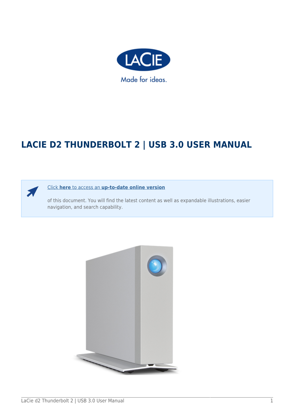 Lacie D2 Thunderbolt 2 | Usb 3.0 User Manual