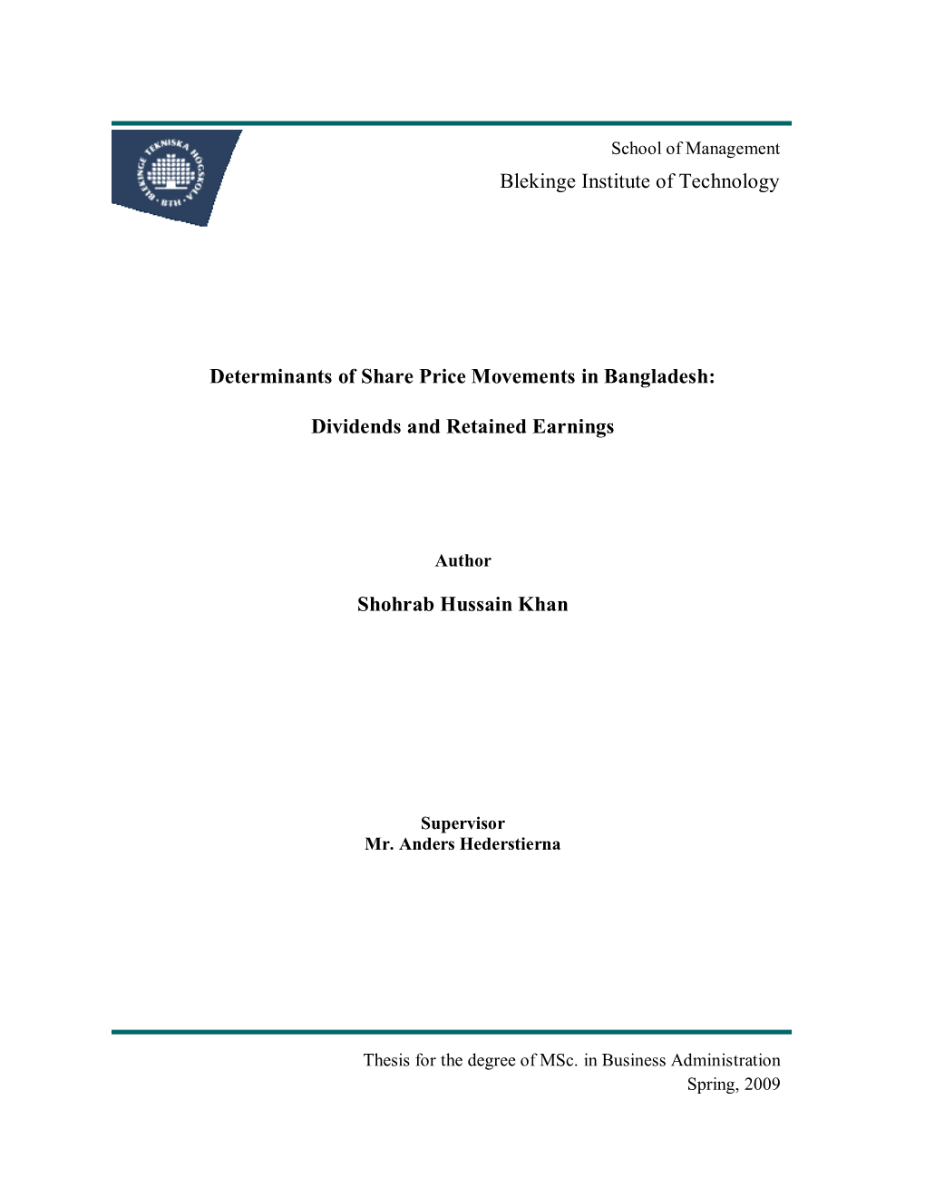 Determinants of Share Price Movements in Bangladesh