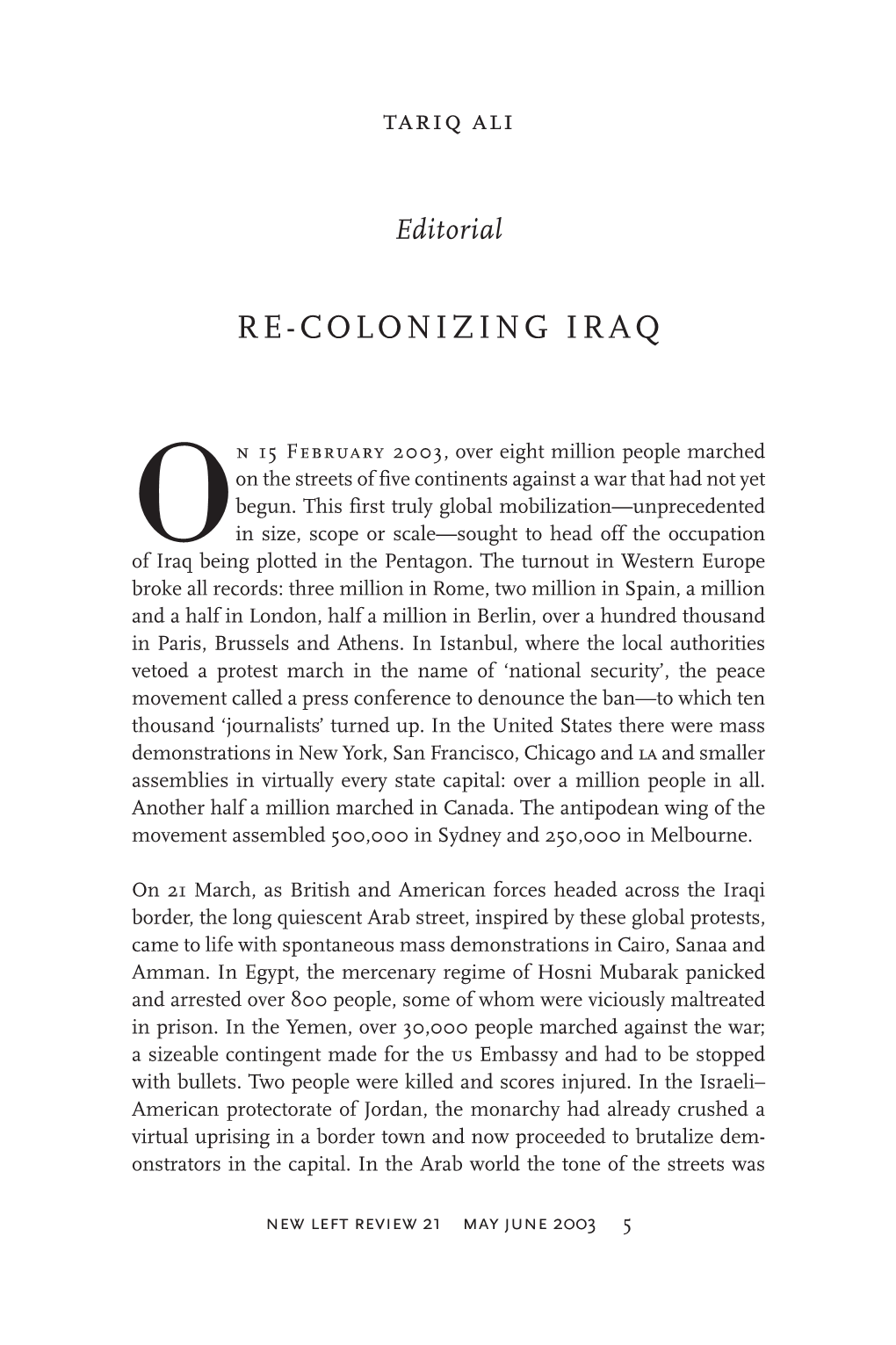 Re-Colonizing Iraq