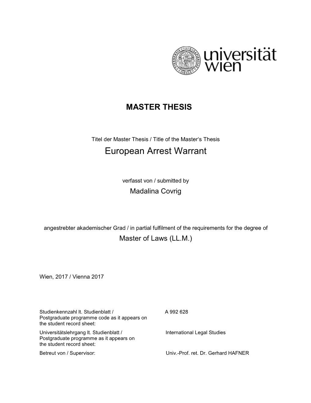 European Arrest Warrant