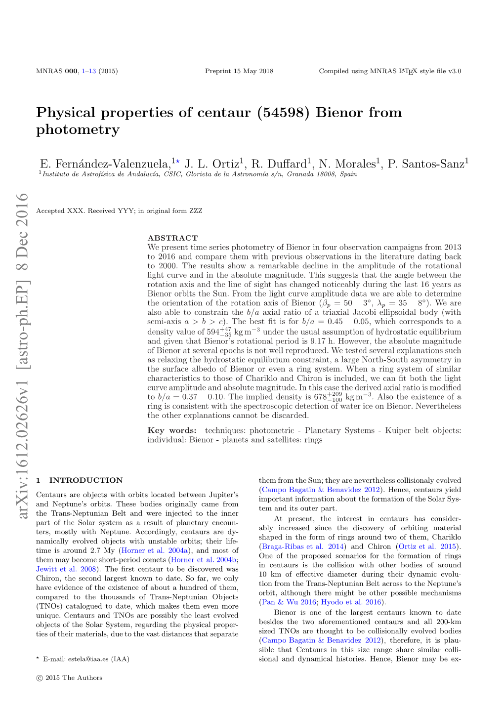 Physical Properties of Centaur (54598) Bienor from Photometry 3