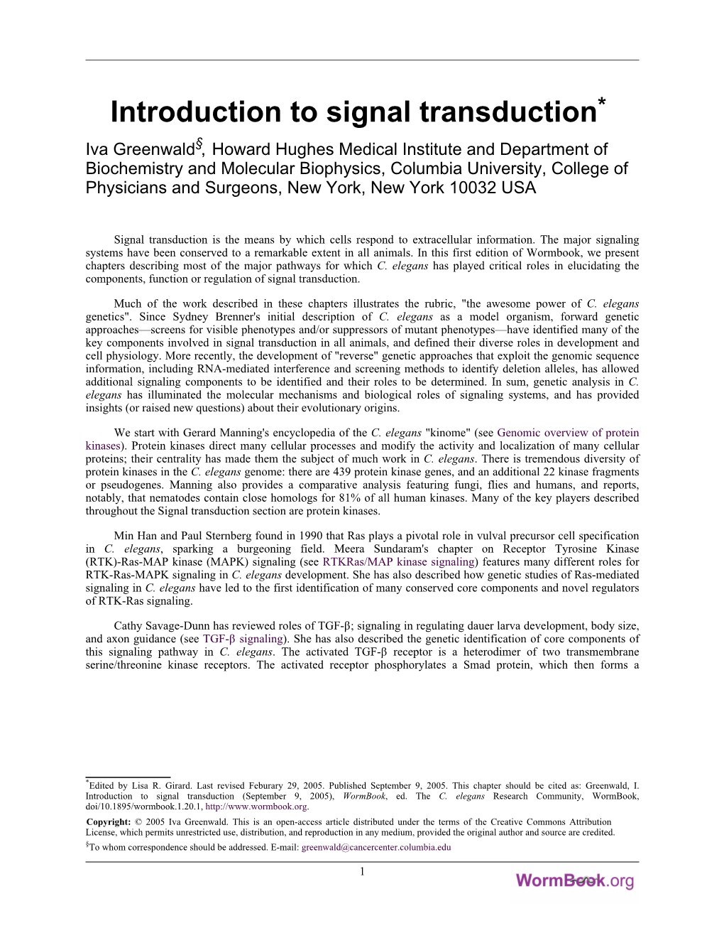 Introduction to Signal Transduction