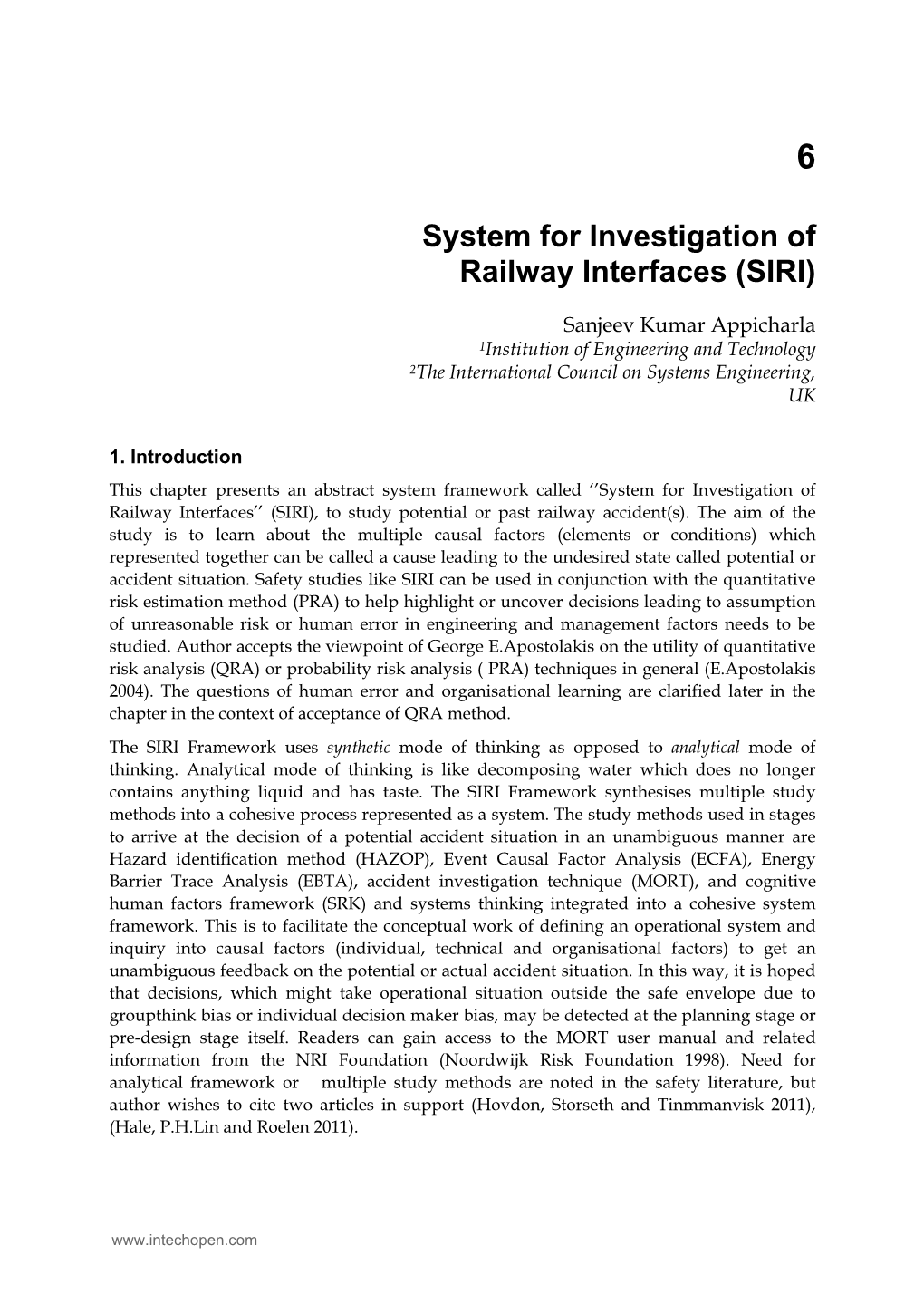 System for Investigation of Railway Interfaces (SIRI)