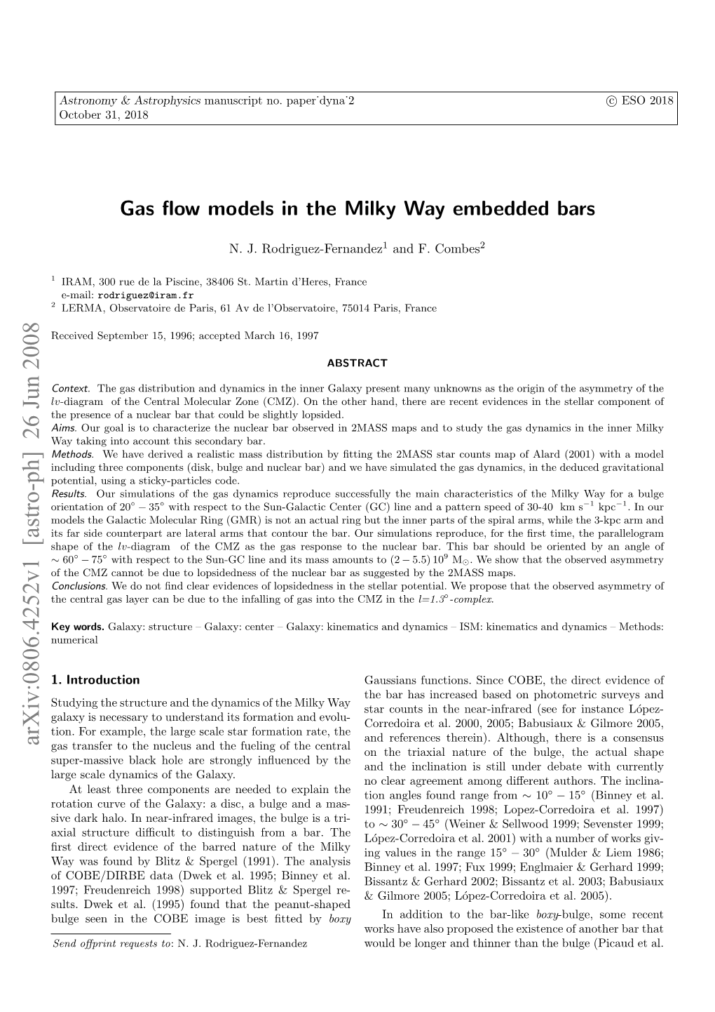 Gas Flow Models in the Milky Way Embedded Bars