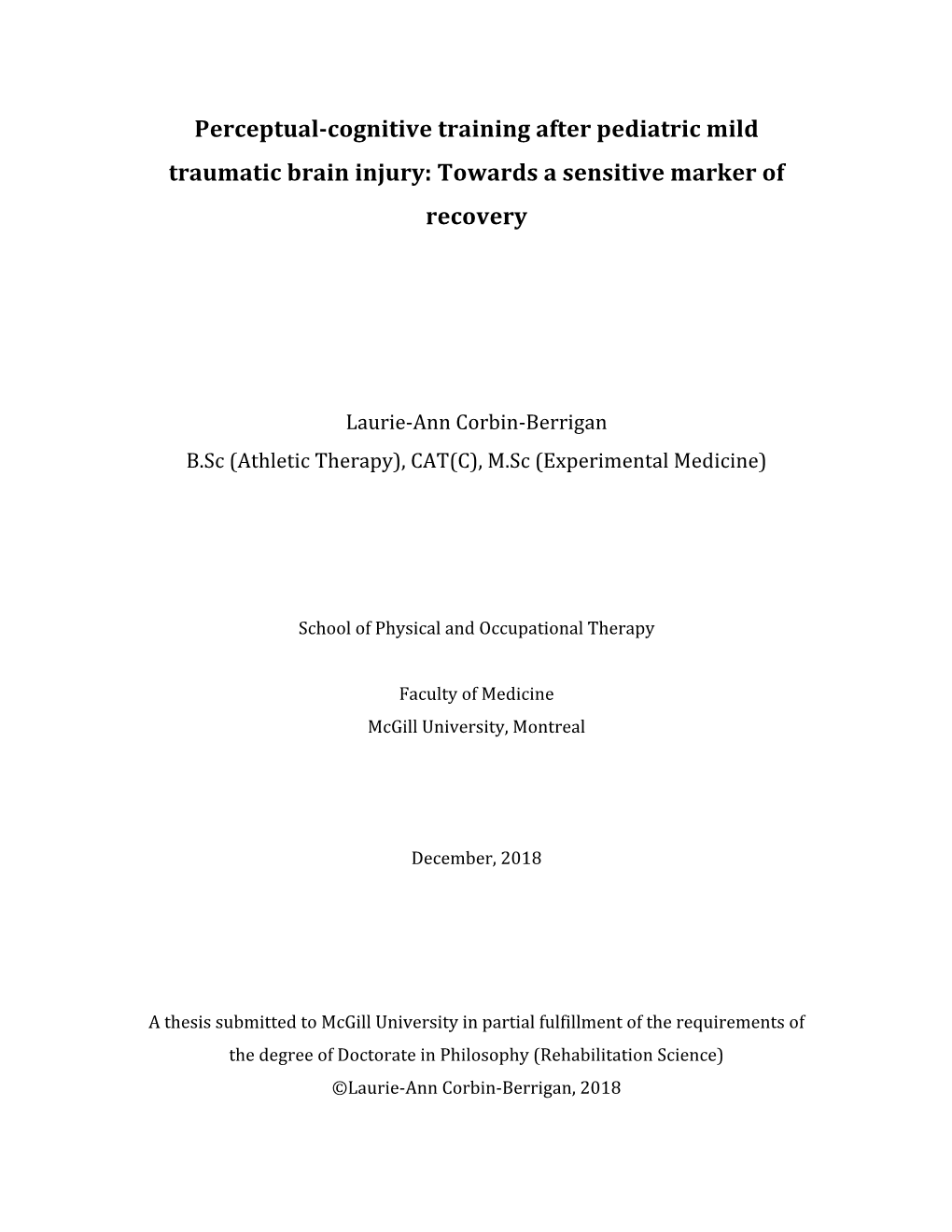 Cognitive Training After Pediatric Mild Traumatic Brain Injury: Towards a Sensitive Marker of Recovery