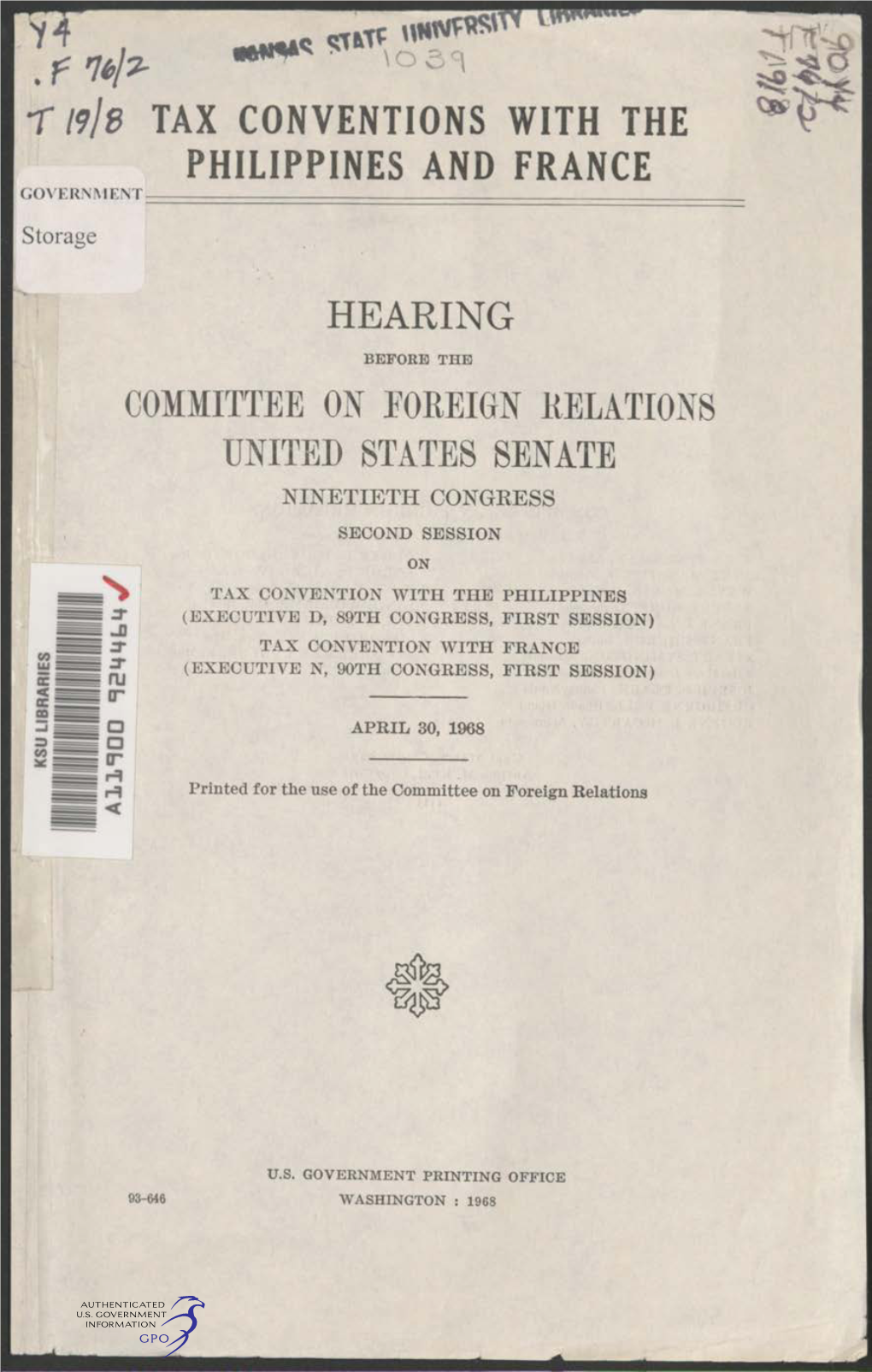 Tax Conventions with the Philippines and France