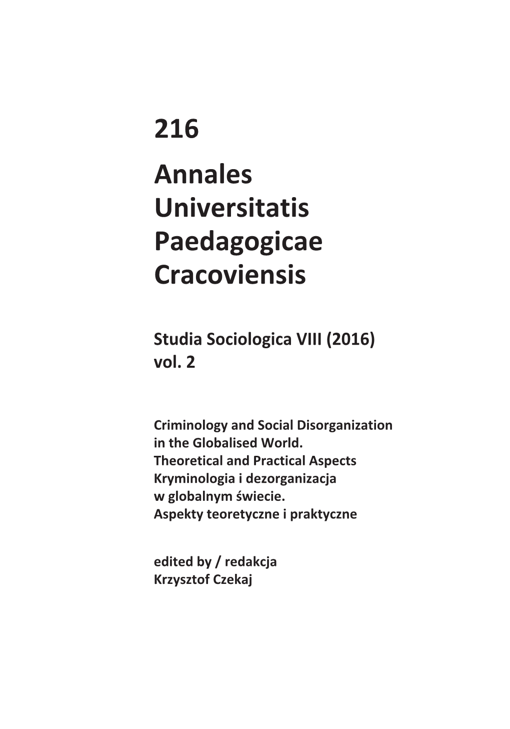 Studia Sociologica VIII (2016) Vol