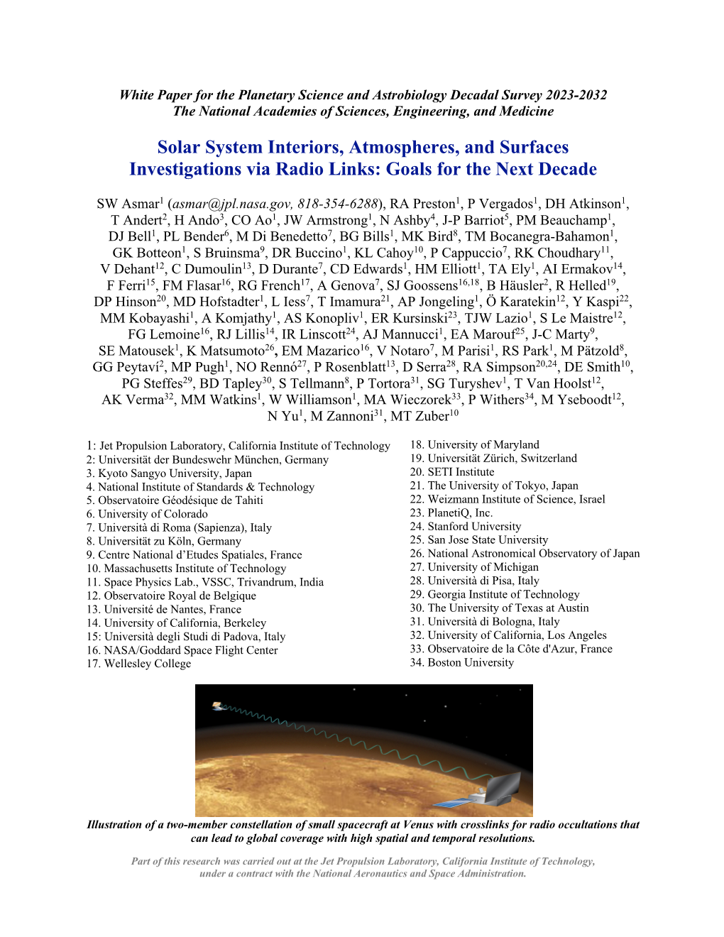 Solar System Interiors, Atmospheres, and Surfaces Investigations Via Radio Links: Goals for the Next Decade