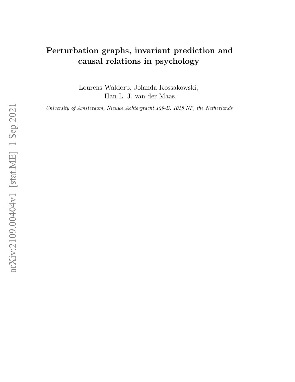 Perturbation Graphs, Invariant Prediction and Causal Relations in Psychology